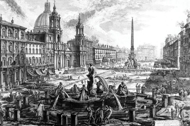 View Of Piazza Navona Over The Ruins Of The Circus Agonalis (Etching From Views Of Rome), c.1760