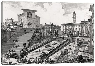 View Of The Roman Campidoglio With Staircase Leading To The Araceli Church (Etching From Views Of Rome), c.1760 Canvas Art Print