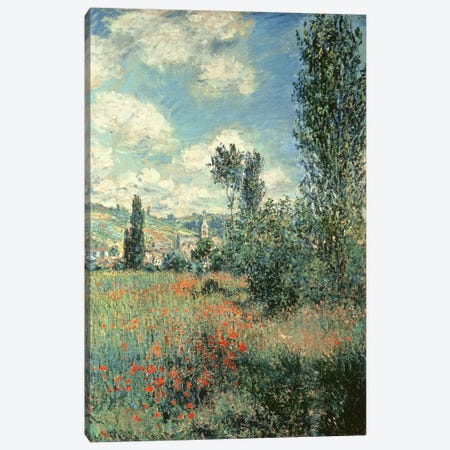 Path through the Poppies, Ile Saint-Martin, Vetheuil, 1880  Canvas Print #BMN1161} by Claude Monet Canvas Print