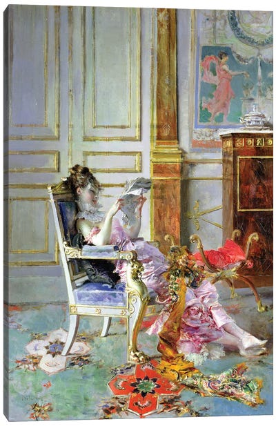 Girl Reading In A Salon, 1876 Canvas Art Print