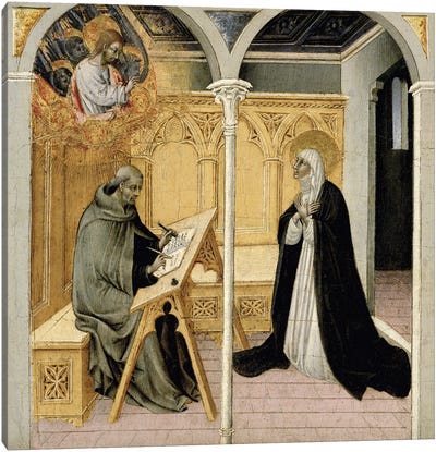 Saint Catherine Of Siena Dictating Her Dialogues, c.1447-49 Canvas Art Print - Saints
