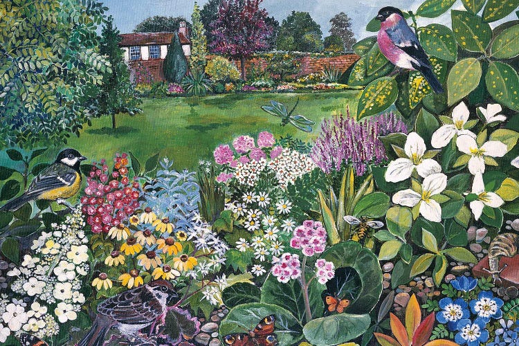 The Garden With Birds And Butterflies