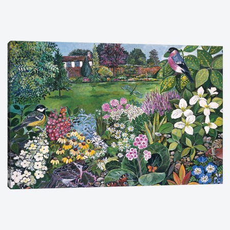 The Garden With Birds And Butterflies Canvas Print #BMN11663} by Hilary Jones Canvas Wall Art