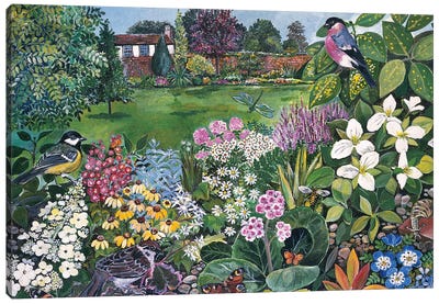 The Garden With Birds And Butterflies Canvas Art Print