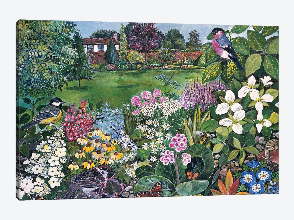 The Garden With Birds And Butterflies by Hilary Jones 1-piece Art Print