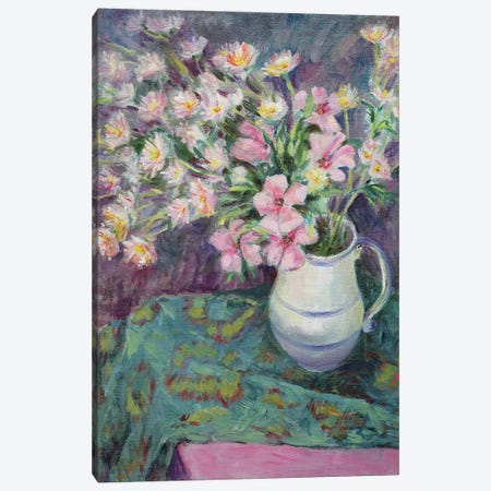 Pink Flowers In A Jug Canvas Print #BMN11677} by Karen Armitage Canvas Art