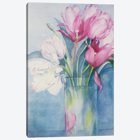 Pink Parrot Tulips And Marlette Canvas Print #BMN11678} by Karen Armitage Canvas Print