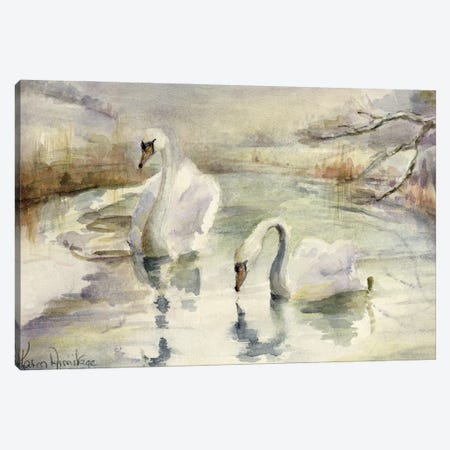 Swans In Winter Canvas Print #BMN11679} by Karen Armitage Art Print
