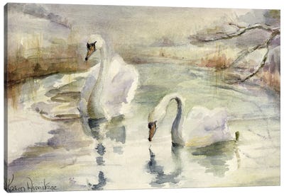 Swans In Winter Canvas Art Print
