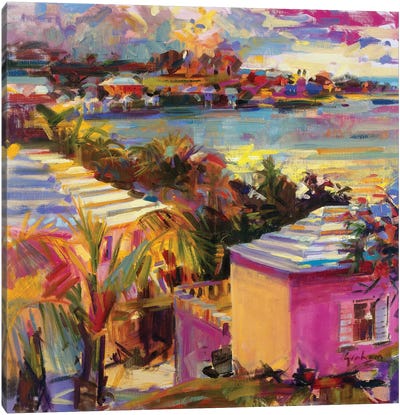 Dusk Reflections, Bermuda, 2011 Canvas Art Print - Coastal Village & Town Art