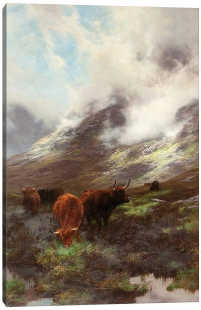 The Head Of The Glen, 1894 Canvas Art Print - Highland Cow Art