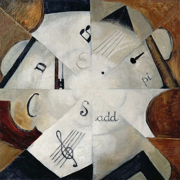 Music Notes: Symphony, 1915 (oil on canvas) by Michail Ivanovich Menkov