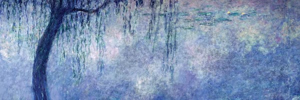 Ponds: Waterlilies: Two Weeping Willows, left section, 1914-18   by Claude Monet