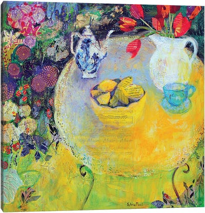 Lemon Tea In The Garden Canvas Art Print