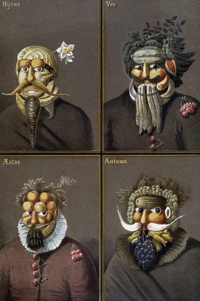 The Four Seasons: Men With Vegetable Heads In The Way Of Giuseppe Arcimboldo