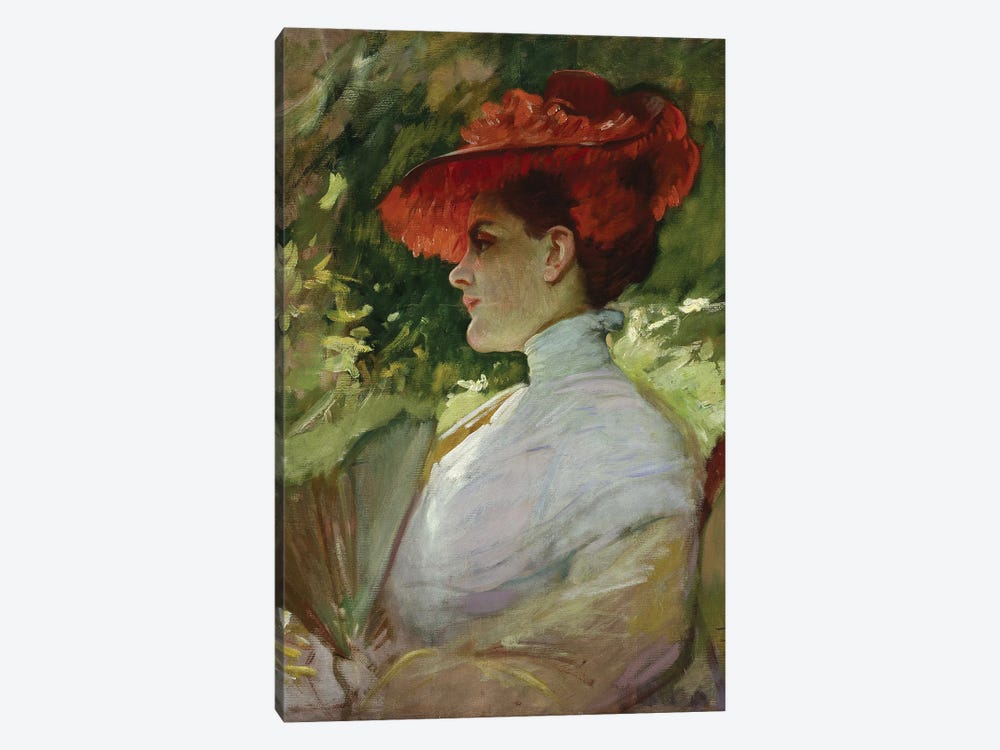 Lady With A Red Hat, Or Portrait Of Maggie Wilson, C.1904 by Frank Duveneck 1-piece Art Print