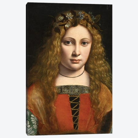 Portrait Of A Young Girl Crowned With Flowers, C.1490 Canvas Print #BMN11882} by Giovanni Antonio Boltraffio Canvas Art