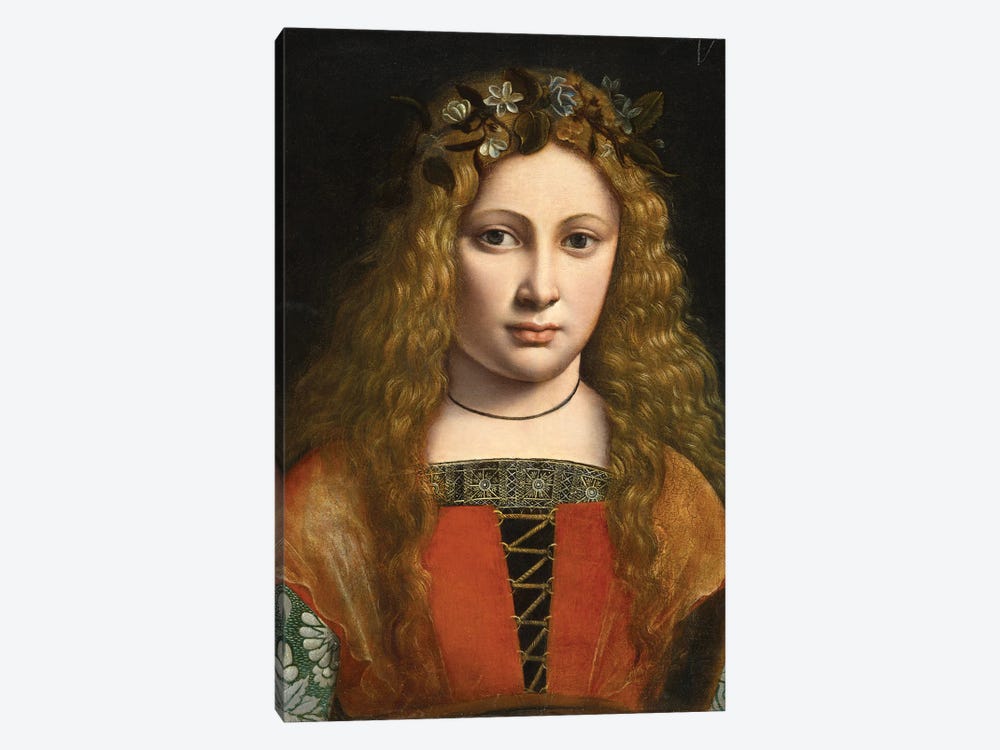 Portrait Of A Young Girl Crowned With Flowers, C.1490 by Giovanni Antonio Boltraffio 1-piece Canvas Print