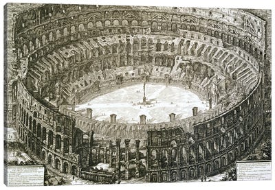 Aerial View Of The Colosseum In Rome From 'Views Of Rome', First Published In 1756, Printed Paris 1800 Canvas Art Print - Lazio Art
