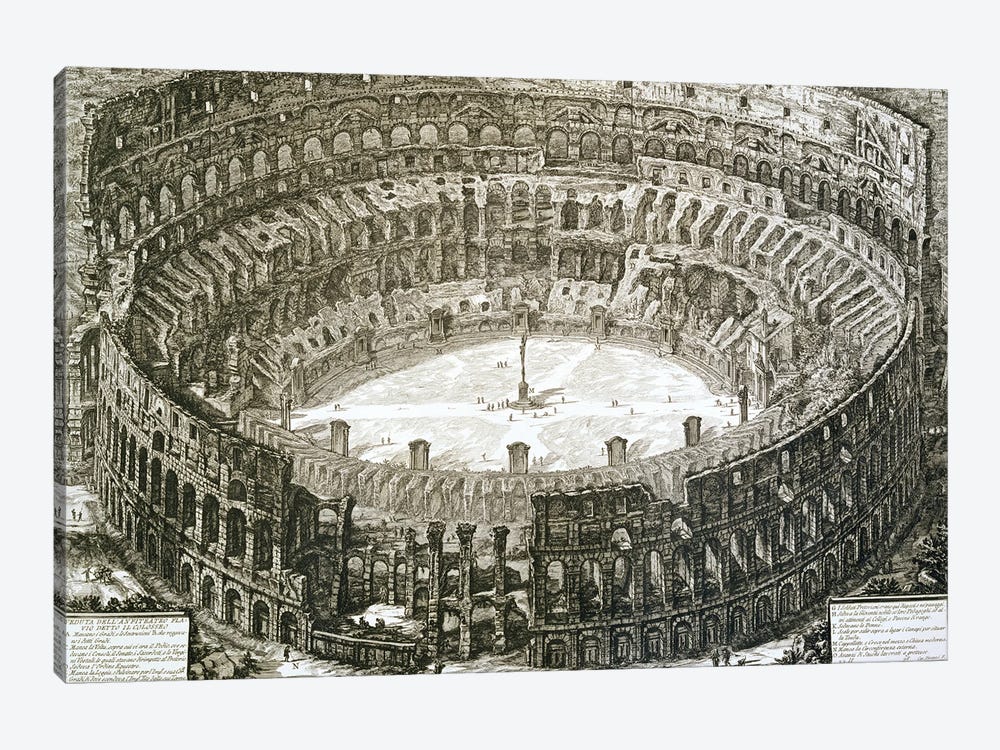 Aerial View Of The Colosseum In Rome From 'Views Of Rome', First Published In 1756, Printed Paris 1800 by Giovanni Battista Piranesi 1-piece Canvas Artwork