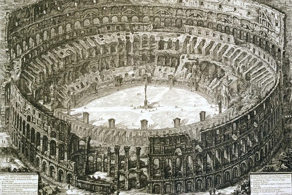 Giovanni Battista Piranesi: Aerial View Of The Colosseum In Rome From 'Views Of Rome', First Published In 1756, Printed Paris 1800 by Giovanni Battista Piranesi