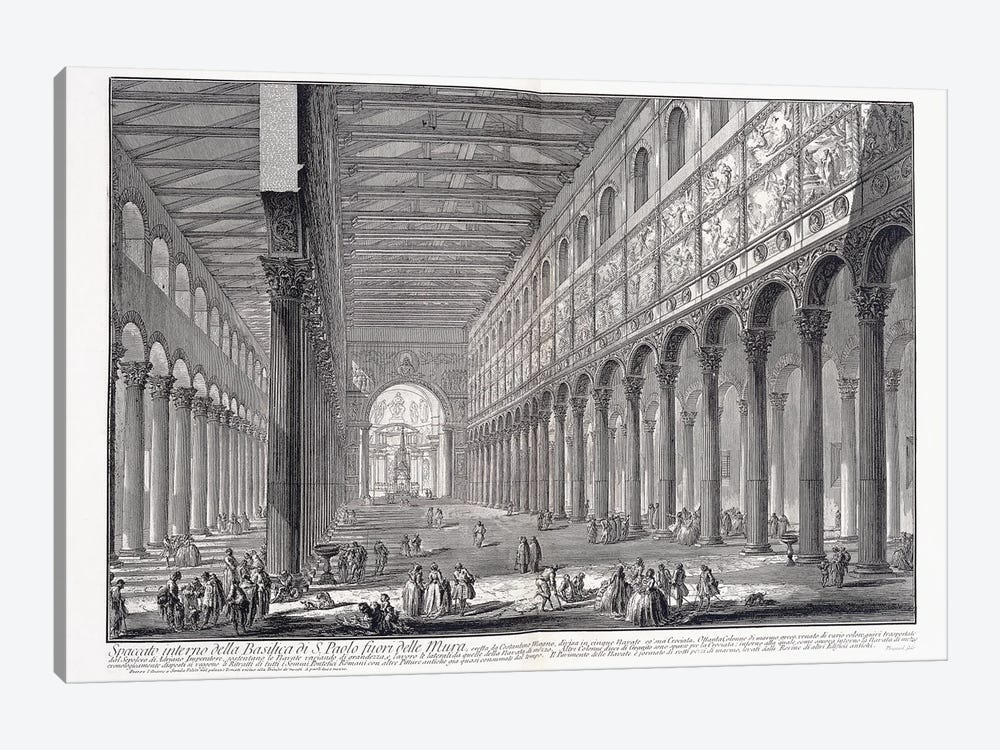 Interior Of St. Paul's Basilica Outside The Walls, 1753-1837 by Giovanni Battista Piranesi 1-piece Canvas Artwork