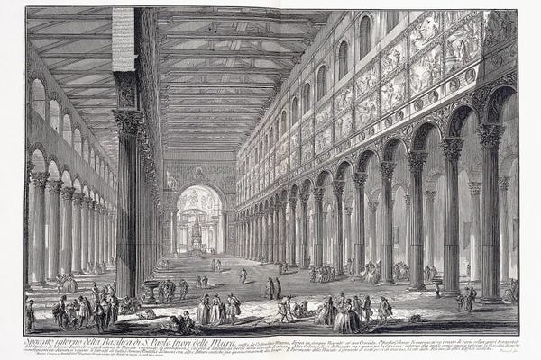 Lazio: Interior Of St. Paul's Basilica Outside The Walls, 1753-1837 by Giovanni Battista Piranesi
