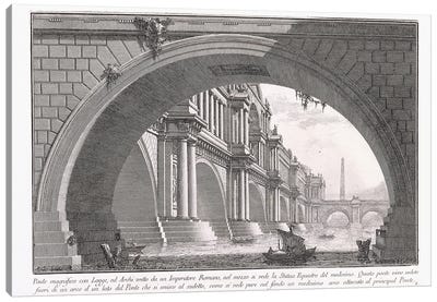 Magnificent Bridge With Loggia , 1753-1837 Canvas Art Print - Rome Art
