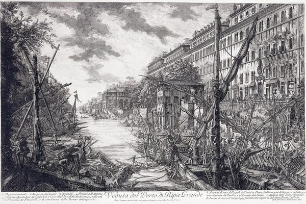 Lazio: Veduta Del Porto Di Ripa Grande, C.1760 by Giovanni Battista Piranesi