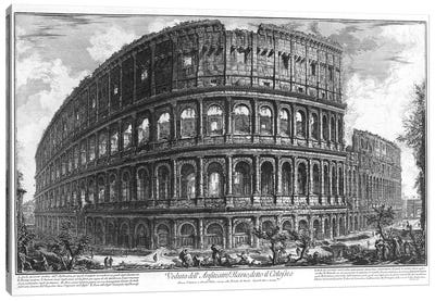 View Of The Colosseum In Rome By Piranesi, 1761 Canvas Art Print - Lazio Art