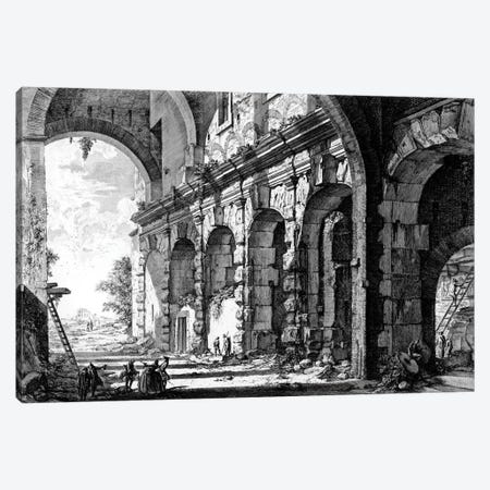 View Of The Remains Of The Temple Of Claudius , From The 'Views Of Rome' Series, C.1760 Canvas Print #BMN11896} by Giovanni Battista Piranesi Canvas Artwork
