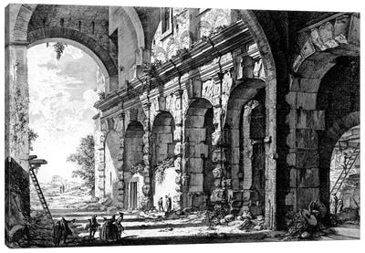 View Of The Remains Of The Temple Of Claudius , From The 'Views Of Rome' Series, C.1760 Canvas Art Print