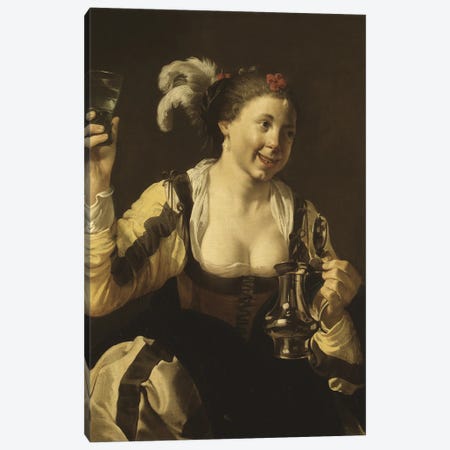 A Girl Holding A Glass, C.1620 Canvas Print #BMN11898} by Hendrick Ter Brugghen Canvas Print