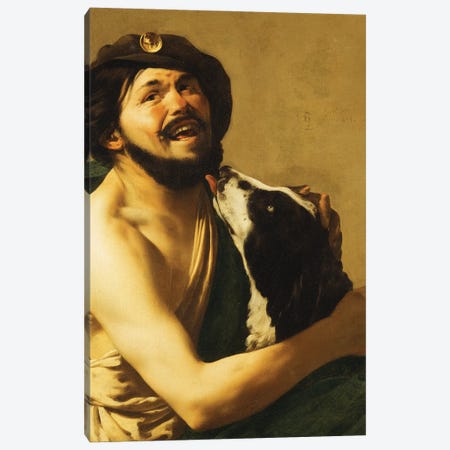 A Laughing Bravo With A Dog, 1628 Canvas Print #BMN11899} by Hendrick Ter Brugghen Canvas Art Print