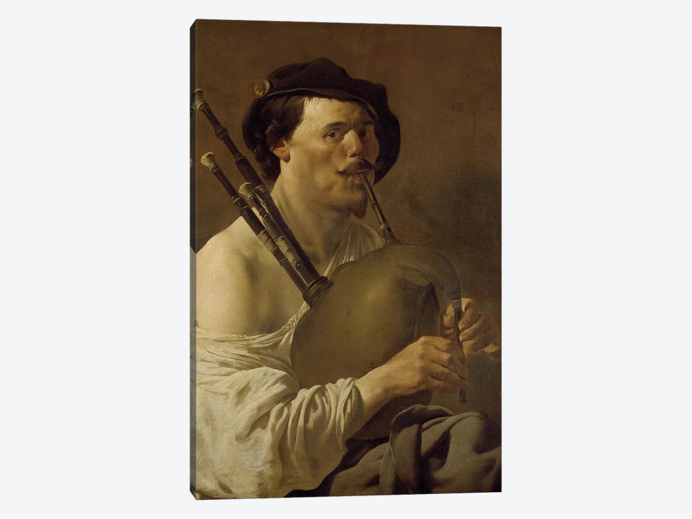 A Man Playing The Bagpipes, 17Th Century by Hendrick Ter Brugghen 1-piece Canvas Artwork