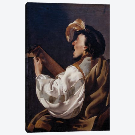 A Singer Accompanying Himself To The Lute, Also Says Lute Player, 1624 Canvas Print #BMN11904} by Hendrick Ter Brugghen Canvas Artwork