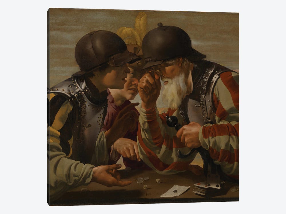 The Gamblers, 1623 by Hendrick Ter Brugghen 1-piece Canvas Wall Art