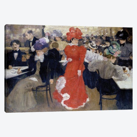 Au Cafe D'Harcourt A Paris Canvas Print #BMN11924} by Henri Jacques Edouard Evenepoel Canvas Art
