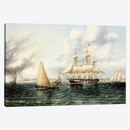 New York Harbour, Canvas Print #BMN11942} by James E. Buttersworth Canvas Art Print