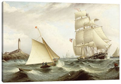 Picking Up The Pilot-Isle Of Shoals, New Hampshire, Canvas Art Print - Warship Art