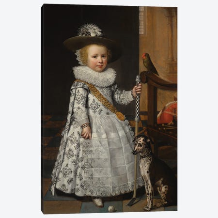 Portrait Of A Young Boy With A Golf Club And Ball Canvas Print #BMN11950} by Jan Anthonisz Van Ravesteyn Canvas Artwork