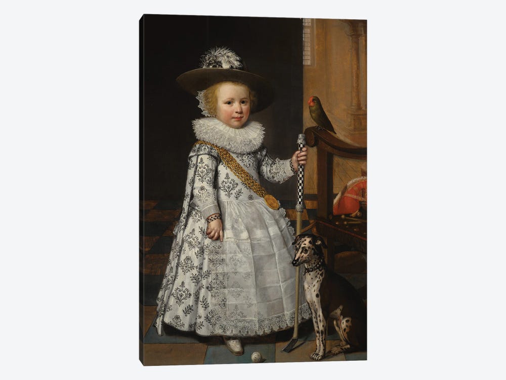 Portrait Of A Young Boy With A Golf Club And Ball by Jan Anthonisz Van Ravesteyn 1-piece Art Print