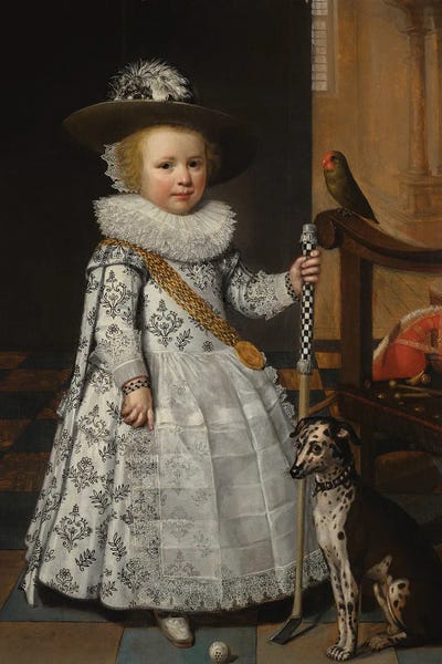 Portrait Of A Young Boy With A Golf Club And Ball