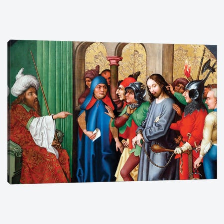 Jesus Is Condemned By The Sanhedrin Canvas Print #BMN11980} by Martin Schongauer Canvas Art Print