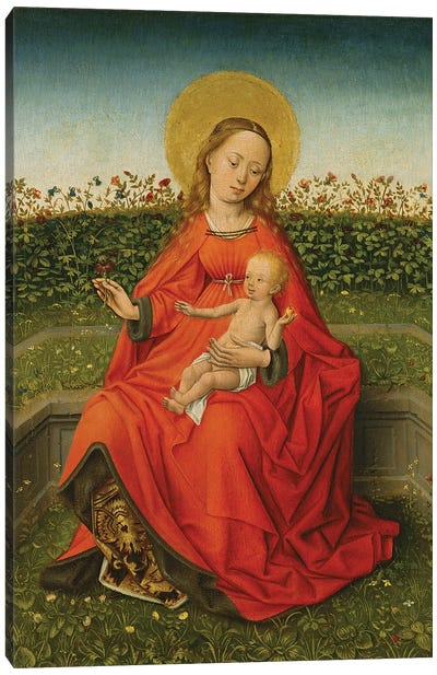 Maria Of The Rose Bush Canvas Art Print - Virgin Mary