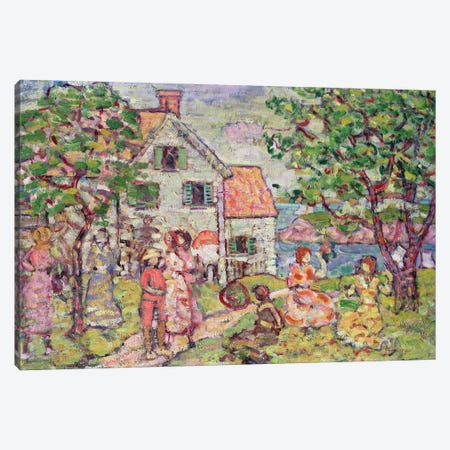 Beach And Two Houses, 1916-18 Canvas Print #BMN12003} by Maurice Brazil Prendergast Canvas Wall Art