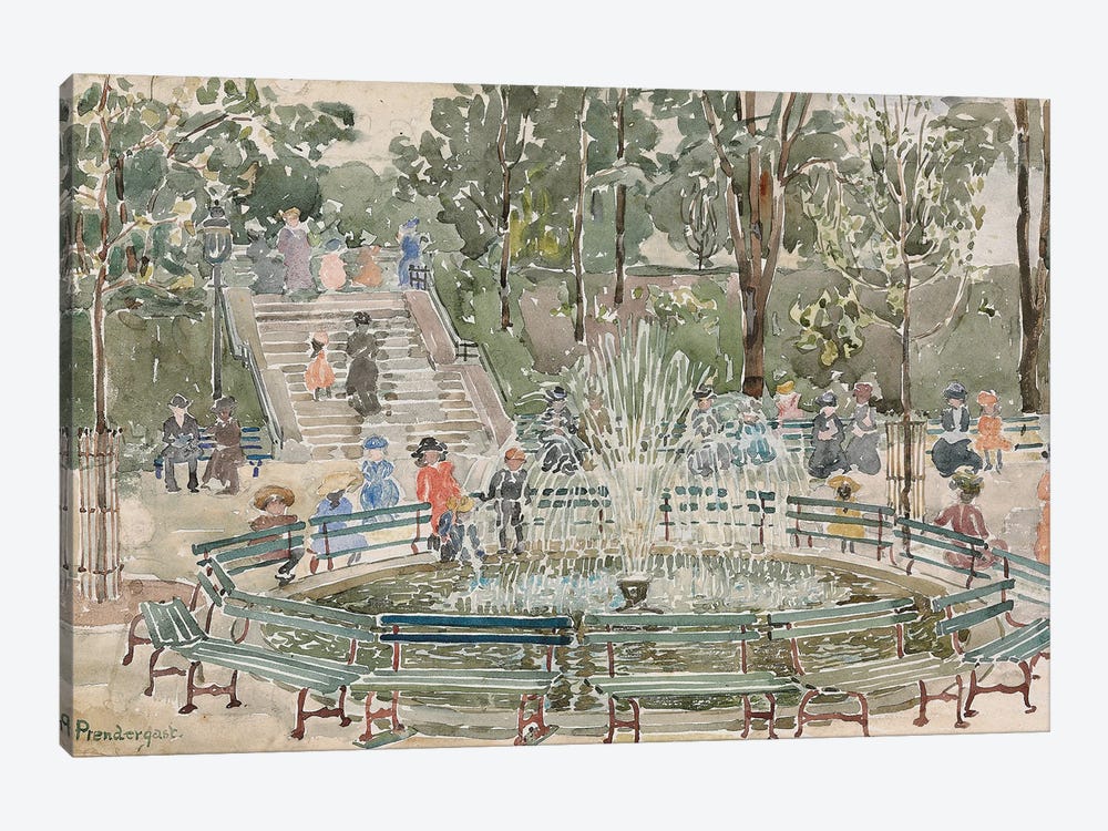 Fountain, Central Park by Maurice Brazil Prendergast 1-piece Canvas Print