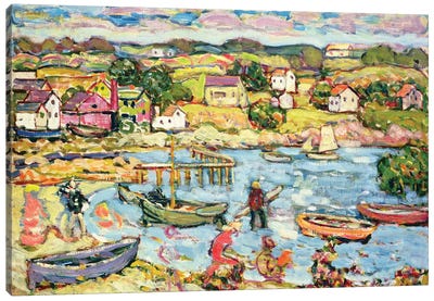 Landscape With Rowboats 1916-18 Canvas Art Print - Rowboat Art