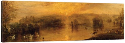 The Lake, Petworth: Sunset, a Stag Drinking, c.1829 Canvas Art Print - J.M.W. Turner