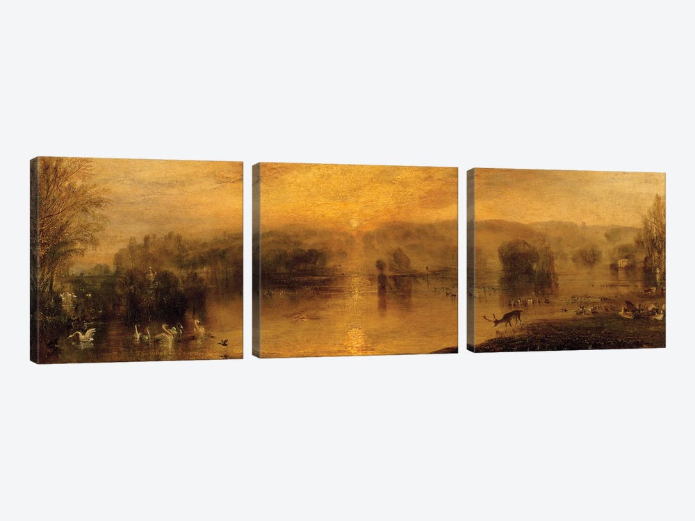 The Lake, Petworth: Sunset, a Stag Drinking, c.1829 by J.M.W. Turner 3-piece Canvas Print